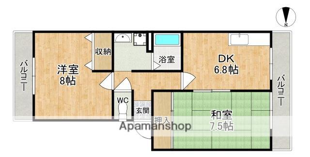 TO U 大安寺(2DK/3階)の間取り写真