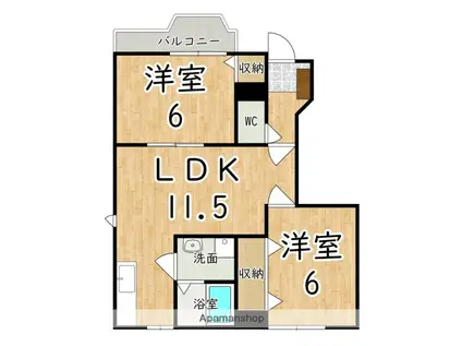 クレストール真美(2LDK/1階)の間取り写真