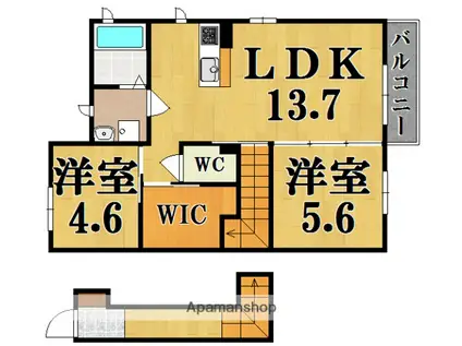 PINEROOTS良福寺A棟(2LDK/2階)の間取り写真