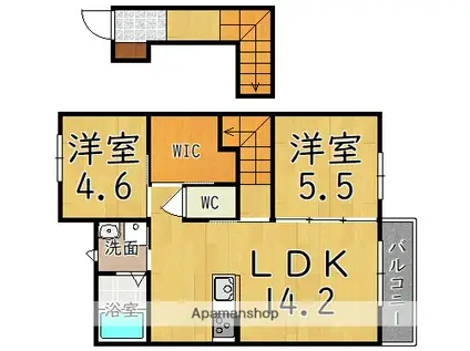 ラフィーネ三室参番館(2LDK/2階)の間取り写真