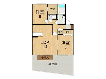 ディーグラフォート上牧(2LDK/1階)の間取り写真