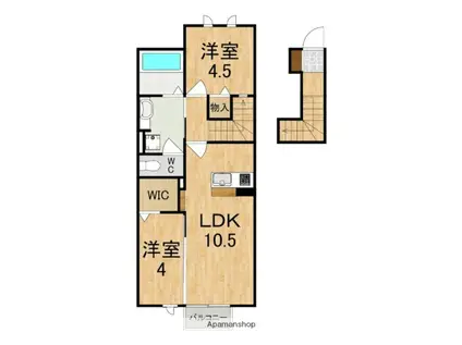 ヴィルヌーブE棟(2LDK/2階)の間取り写真