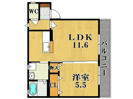コンフォート東福寺A棟(1LDK/1階)の間取り写真