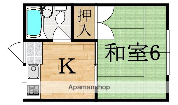 ハイツ一条2(1K/1階)の間取り写真