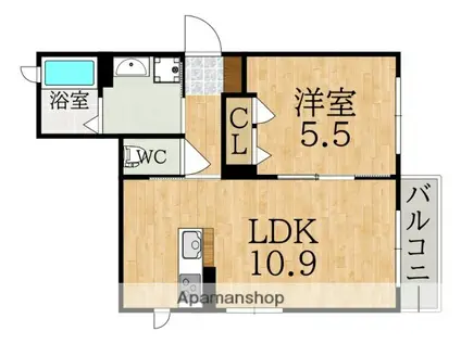 シャーメゾン学園南(1LDK/2階)の間取り写真