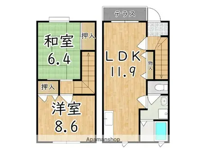 プロシード當麻(2LDK/1階)の間取り写真