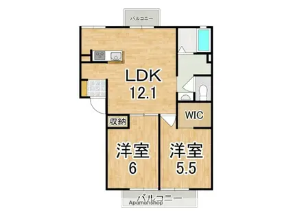 グリーンハイツA(2LDK/1階)の間取り写真