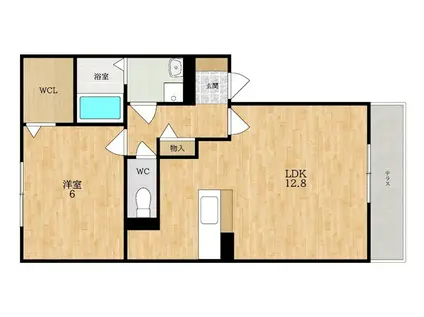 リヴェール(1LDK/1階)の間取り写真