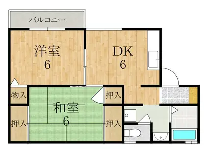 サン・リッチ(2DK/1階)の間取り写真