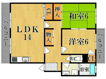 グリーンプラザマサキ(2LDK/1階)の間取り写真