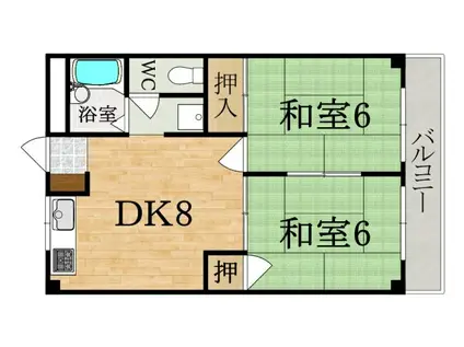 メープル・ハイツ(2DK/2階)の間取り写真