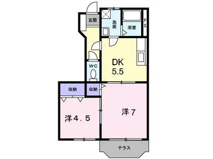 サニーヒル(2DK/1階)の間取り写真