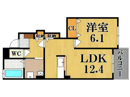 ジェントリーⅠ(1LDK/1階)の間取り写真