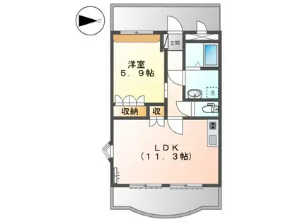 パラシオヴィノティント(1LDK/1階)の間取り写真