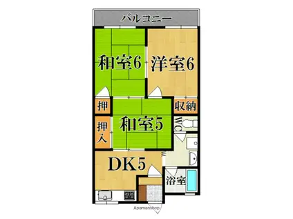 中津ハイツB(3DK/2階)の間取り写真