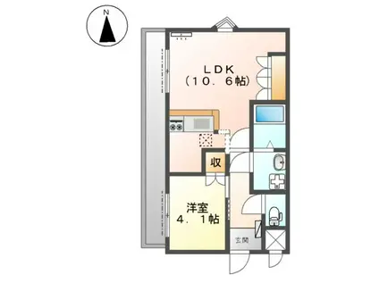 ピアコート木原Ⅱ(1LDK/1階)の間取り写真