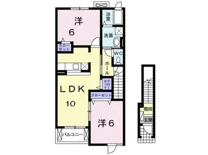 プロミネント(2LDK/2階)の間取り写真