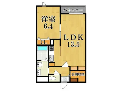 レジデンス斑鳩(1LDK/2階)の間取り写真