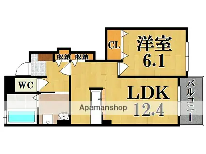 ジェントリーI(1LDK/1階)の間取り写真
