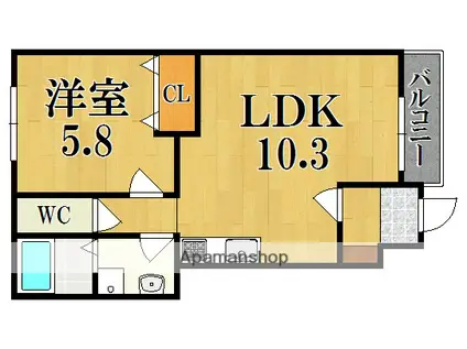 クレメント大和高田I(1LDK/1階)の間取り写真