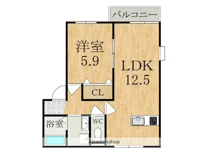 エクセル青垣A棟(1LDK/1階)の間取り写真