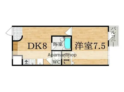 ラカーサ慈光(1DK/2階)の間取り写真