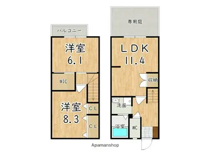 リビエールMAMI B(2LDK/2階)の間取り写真