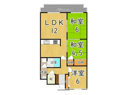 サンメゾン忍海(3LDK/2階)の間取り写真