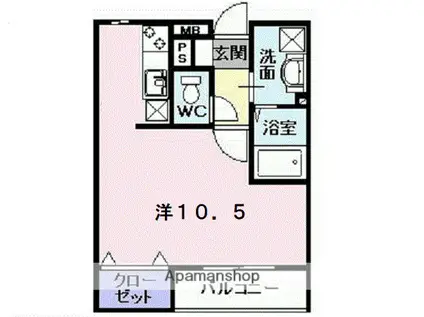 カーサ・プラシード(ワンルーム/1階)の間取り写真