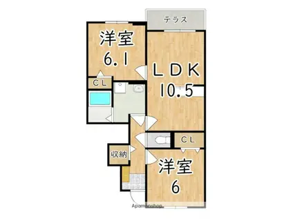 ヴィルメゾンD(2LDK/1階)の間取り写真