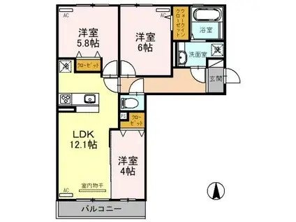 エストレヤ(3LDK/3階)の間取り写真