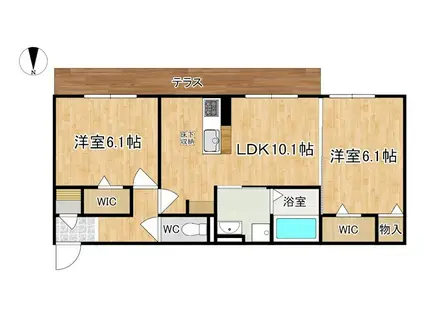 関西本線 奈良駅 徒歩16分 3階建 築3年(2LDK/1階)の間取り写真