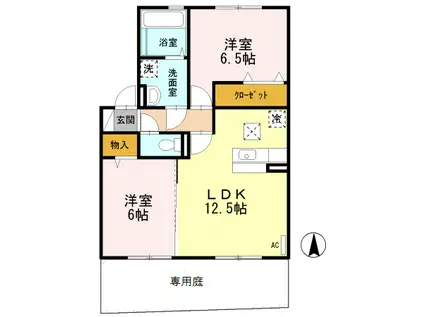エスポワールE(2LDK/1階)の間取り写真