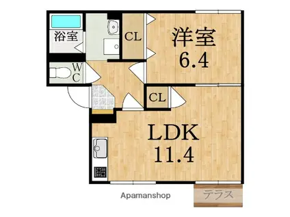 ファミール竹上(1LDK/1階)の間取り写真