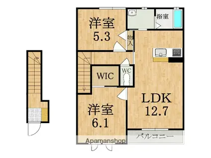 ラ・メゾン柿の木 A棟(2LDK/2階)の間取り写真