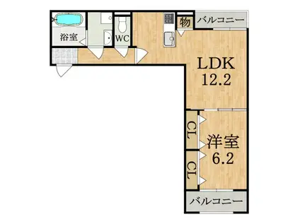 アプリコット4(1LDK/2階)の間取り写真