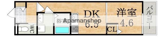 グランシエル王寺Ⅱ(1DK/2階)の間取り写真