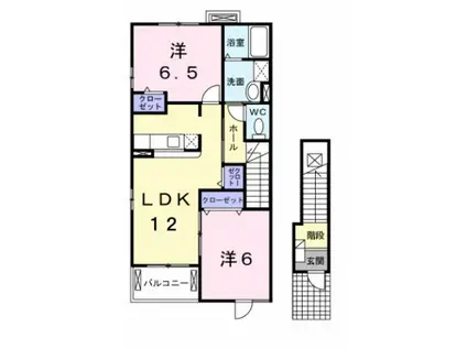 アロッジオ東沢Ⅰ(2LDK/2階)の間取り写真
