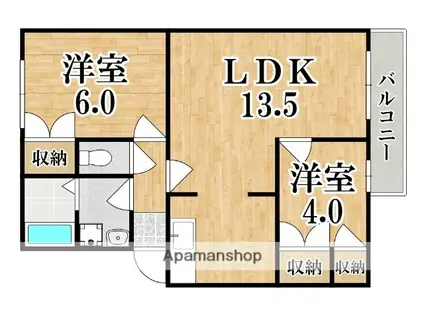 セリーシア葛城(2LDK/1階)の間取り写真