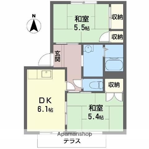 フレグランスU B(2DK/1階)の間取り写真