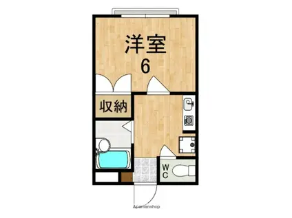 ド・リーデル(1K/2階)の間取り写真