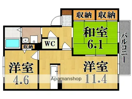 エルドラード五位堂C(2LDK/1階)の間取り写真