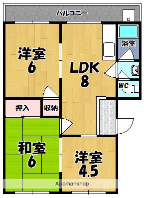 新町ハイツ(3DK/2階)の間取り写真
