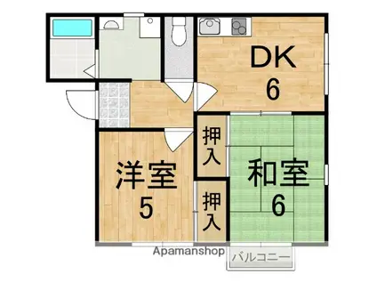 広瀬ハイツ(2DK/1階)の間取り写真