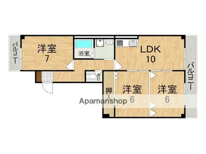 エントピア信貴ヶ丘(3LDK/6階)の間取り写真