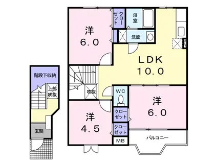 アサテラスⅡ(3LDK/2階)の間取り写真