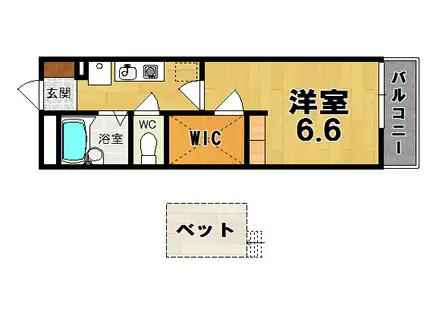 レオパレスヴィルヌーブ大和王寺(1K/4階)の間取り写真