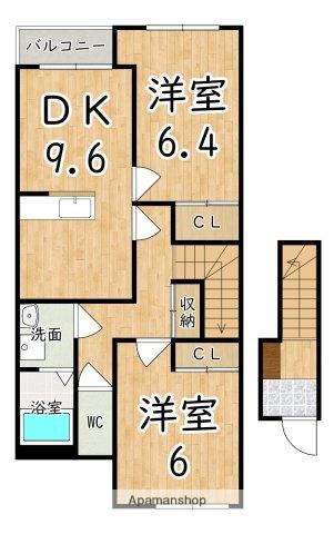 パティオ リッチモンドW棟(2DK/2階)の間取り写真
