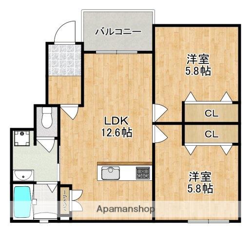 法蓮ハイツ(2LDK/1階)の間取り写真