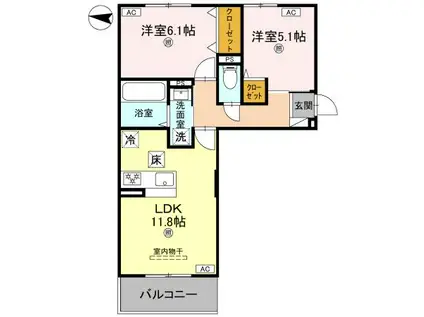 カーサ王寺(2LDK/1階)の間取り写真